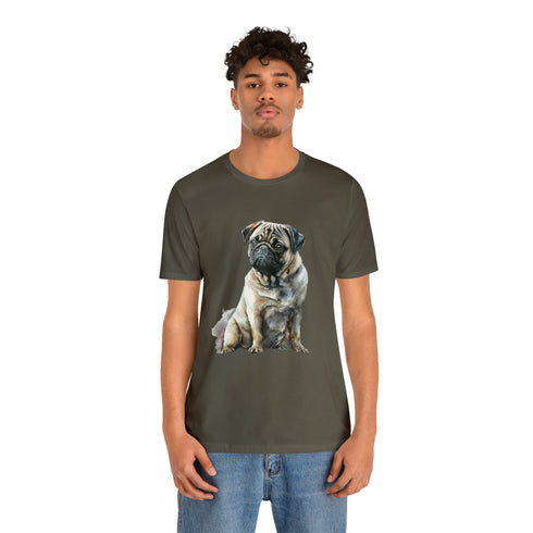 Loving Pug in Watercolor - Short Sleeve Tee